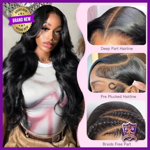 200 Density 13x6 Lace Front Wig Human Hair Body Wave Pre Plucked 30 Inch Amazon.com : padise 30Inch 13X6 Lace Front Wigs Human Hair  main image 2